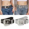 Pasy moda Cowgirl Studded Glitter Pu skórzany pasek Bling Crystal Rhinestone Belt