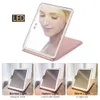 Kompakta speglar LED Make Up Mirror With Light Tool Portable Foldbar resedesk Vanity Table Bad Bad Badrum Makeup Tools Tlight Makeup Mirrors 231113