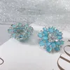 Stud Earrings SENYU Luxury Flower Big Women Fill Zirconia Gold Silver Plate Fashion Jewelries Party Accessories