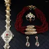 Neoisson – ensemble de boucles d'oreilles et collier pour femmes, couleur or, luxueux marocain, broche en perles, boucles d'oreilles goutte, ceinture en métal, bijoux de mariage