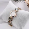 Orologi da polso Sdotter Moda Piccoli orologi da donna 2023 Lusso Strass Fiore Bracciale in acciaio inossidabile Cinturino Abito Orologio femminile Relogio