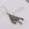 Dangle Küpeler Fnj Tassel 925 Silver Pure Orijinal S925 Sterling Damla Küpe Kadın Mücevherleri Kırmızı Zirkon Marcasite