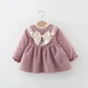 Vestidos de menina 0-3year criança bebê vestido floral babados princesa manga longa roupas de inverno para crianças pequena roupa