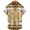 Męskie koszule luksusowa koszula dla mężczyzn w stylu barokowym 3D męska koszula hawajskie letnie wierzchołki Buton krótkie rękawowe luźne ubrania męskie ubranie rozmiar 230413