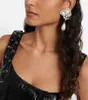 Pendientes de tuerca, tendencia de moda, temperamento de celebridad, conjunto de cristal, collar de perlas anchas, Clip de oreja festoneado