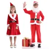 Zestawy odzieżowe Dzieci Kostium Świętego Mikołaja Deluxe Długie rękaw aksamitne sukienka z opaską na głowę świąteczne stroje cosplay dla dzieci chłopcy 231113