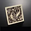 Drains Shower 10*10cm Square Bath Strainer Hair Antique Brass Fish Carved Bathroom Floor Waste Grate 230414