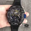 7750 r Richa Mill Engrwolf Rm011 Série de relógios com cronometragem automática mecânica fita preta masculina sRI