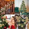 Decoratieve objecten Beeldjes 1pcs Kerstbloemen Glitter Kunstmatige Poinsettia Bloemen Kerstboomversieringen DHZ Slingers Thuis Bruiloft Feest Cadeau 231114