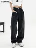 Damen Jeans Damen Baggy Long Jeans Harajuku Schwarze Hose mit weitem Bein Streetwear Vintage Hohe Taille Jeanshose Große Tasche Y2k Feamle 230413