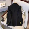 Damenanzüge, Blazer, Schwarz, Khaki, modische Blazer für Damen, Jacken, Frühling, Sommer, Büro, lange Damenmäntel, gekerbte zweireihige Oberbekleidung 231114