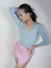 Scen Wear Latin Dance Tops Långärmad blå/lila Samba Practice Jumpsuit Kids Professional Rumba Clothing Ballroom Costum Dwy8110