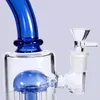 Narghilè con pipa ad acqua in vetro blu da 7 pollici Bong Bubbler con percolatore Ciotola per tabacco da fumo maschile da 14 mm