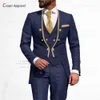 Herrenanzüge Blazer Mode für Männer Slim Fit Luxus Party Abendessen Hochzeit Bräutigam Smoking Benutzerdefinierte Stehkragen Jacke Weste Hosen 3-teiliges Set 231113