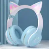 Écouteurs de téléphone portable Cat Ear Bluetooth Cithes Wireless Music Colorful LED Gaming Casing Noise Annule Ecoute Children Christmas Cadeaux 230414