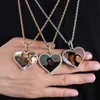 Pendant Necklaces TOPGRILLZ Custom Made Photo Heart Medallions Necklace Pendant With 4mm Tennis Chain AAA Cubic Zircon Men's Hip Hop Jewelry T230413