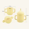 Tasses Vaisselle Ustensiles Enfants Silicone Tasse D'alimentation Dessin Animé Résistant Aux Chutes Bébé Paille Tasse Avec Double Poignées Enfants Apprentissage Boisson Verre Sans BPA AA230413