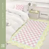 Carpets Checkerboard carpet cute plaid irregular IG girly rugs large area bedroom carpet fluffy soft polyester floor mat decoration home W0413