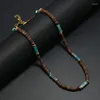 Chains Trendy Small Wood Beads Necklace Women Men Vintage Short Beaded Chain Choker Necklaces Fashion Jewelry Collar Neck Accessories