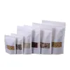 Nieuwe witte kraft papieren zak met raam opstaan ​​zakje met rits gedroogde fruitmoer thee verpakkingszak
