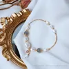 Bracelets de charme Plaqué or fait à la main baroque naturel perle d'eau douce pierre de lune bracelet pour femme bijoux de mode cadeau de mariage