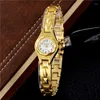 Armbandsur Small Watch for Women Quartz Watches Gold Sliver Band Ladies Simple Female Fashion Golden Orologio Diamond Mini Case Wristwatch