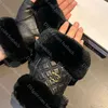 Womens Rabbit Hair Half Finger Gloves Designer Leather Gloves For Women Winter Cycling Warm Gloves Soft Comfort Ladies Christmas Gift