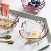Plattor Glass Cherry Blossom Dish Creative Pink Petal Hushåll Doppning Sässa med bordsartiklar