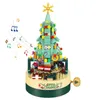 Blocks ToylinX Christmas Tree Brick Music Box Rotating Clockwork Educational Learning DIY Building Toys Xmas Decoration Gift 231114