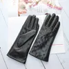 5本の指の手袋女性用シープスキンレザーファッションベルト暖かいベルベットライニング冬231114