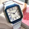 ساعات المعصم 2023 Top Brand Square Watches Men Automatic Mechanical Watch Business Blue Gold Bezel