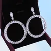 Fashion Hollow Drop Hoop Earring 5a Zircon CZ Diamond 925 STERLING Silver Engagement Mariage Boucles d'oreilles pour femmes Bridal Jewe9002253