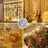 Decorative Objects Figurines Led Curtain Light 8 Modes Battery Box Remote Control Fairy Lights String Wedding Christmas Decor for Home Bedroom Year Lamp 231114