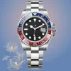 relógio de pulso gmt 126719 relógio de designer de alta qualidade 40mm clássico moda meteorito mostrador vermelho e azul moldura de cerâmica safira à prova d'água 904L relógios de moda em aço