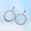 Fashion Hollow Drop Hoop earring 5A zircon CZ Diamond 925 Sterling Silver Engagement Wedding Dangle Earrings for women Bridal jewe9057428