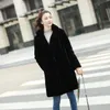 Women's Leather Faux Leather Women Mink Faux Fur Coat Solid Female Turn Down Collar Winter Warm Fake Fur Lady Coat Casual Thick Warm Loose Long Jacket 231114