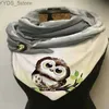 Foulards hibou dessin animé mignon motif bouton Style écharpe 3D imprimé chaud polaire écharpe décontractée et Shl pour les femmes YQ231114