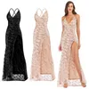 Casual Dresses Luxury Explosion Sequined Dress Sexy V-neck Party High Slits BacklessPackage Hip Floor-Length Elegant Banquet Long Gowns