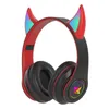 Cell Phone Earphones Devil Ear Bluetooth Headphones With Microphone Stereo Music RGB Flashing for Cell Phones Pc Gamer Gaming Headset Kids Boys Gift 230414