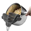 Fruit Vegetable Tools Silicone Kitchen Strainer Clip Pan Drain Rack Bowl Funnel Rice Pasta Vegetable Washing Colander Draining Excess Liquid Univers 230414