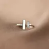 Brand charm TFF Double T Ring with Micro Set Zircon Design Unique Instagram Cool Wind Open Gift