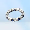 Whole Lots of Stock Sparkling Fashion Jewelry Real 925 Sterling Silver Blue Sapphire CZ Diamond Stack Wedding Band Ring for Wo4175164