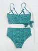 Damskie stroje kąpielowe seksowne zielone kropki Bikini Kosze Kąpiel Kąpiec Bakers o wysokim poziomie stroju kąpielowego Brazylijskie push up Bandage Swimwearr 230414