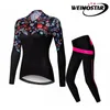 Гоночные наборы 2023 Велосипедные женщины с длинным рукавом весна/осенний костюм Ropa ciclismo hombres girl 3D Gel Pad Kit