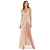 Casual Dresses Luxury Explosion Sequined Dress Sexy V-neck Party High Slits BacklessPackage Hip Floor-Length Elegant Banquet Long Gowns