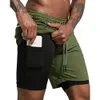 Men's Shorts Men Fitness Shorts Summer Sports Shorts Double-deck Running Shorts Men's Fake Two-piece Beach Bottoms Gym Training Jogging Short