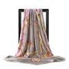 Cinto Gaohe Corrente Padrão Lenço de cetim de seda simulado quadrado grande de 90 cm para mulheres