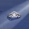 Cluster Ringe Lokwan 925 Sterling Silber Krone eingelegt mit tropfenförmigem Zirkon für Frauen edler Temperamentstil Modeschmuck Geschenk