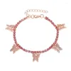 Strand papillon bracelets de cheville Simple griffe chaîne glands créatif strass pied ornement mode plage vacances d'été bijoux pour femmes