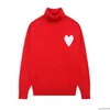 Amiparis Pull Amis Col Haut AM I Paris Jumper Hiver Col Roulé Épais Coeur Brodé A-word Heart Love Knit Sweat Women Men Amisweater OFXA